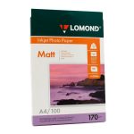 Фотобумага матовая, двусторонняя, А4, 170 г/м2, 100 л. Lomond