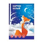 Картон белый A4, 08 л., немелованный, в папке, schoolФОРМАТ