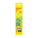 Карандаши цветные 06 цв., акварельные, корпус дерево, шестигр., Каляка-Маляка
