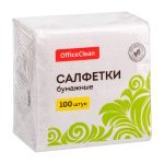 Салфетки бумажные 1-слойные, 24х24 см., белые (100 шт/упак) OfficeClean