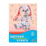 Цветная бумага A4, 08 л. 08 цв., двустор., мелов., на скрепке, 60 г/м2, Апплика "Плюш.зайка"