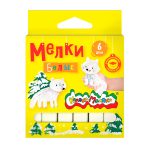 Мел белый 06 шт/уп квадратный, мягкий Каляка Маляка
