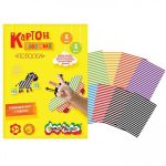 Картон цветной A4, 08 л., 08 цв., мелованный с узором, в папке, Каляка-Маляка "Полоски"