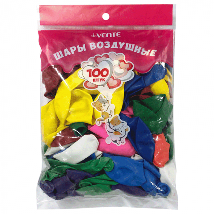 Шары воздушные 25 см, стандартные цвета, ассорти 100 шт/упак. deVENTE Шары воздушные 25 см, стандартные цвета, ассорти 100 шт/упак. deVENTE — изображение 1