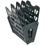 Подставка (лоток) для бумаг, веерная, 4 отд., сборная, черная, СТАММ