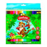 Карандаши цветные 24 цв., корпус дерево, шестигр., Creativiki