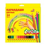 Карандаши цветные 24 цв., корпус дерево, шестигр., Каляка маляка