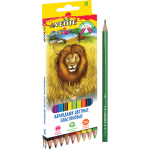 Карандаши цветные 18 цв., корпус пластик, шестигр., deVENTE.Животный мир
