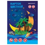 Картон цветной A4, 12 л.,12 цв., немелованный, в папке, schoolФОРМАТ