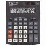 Калькулятор настольный, 14 разр., 200x154 мм, двойное питание, черный, STAFF PLUS STF-333