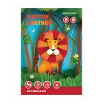 Картон цветной A4, 08 л., 08 цв., мелованный, в папке, schoolФОРМАТ