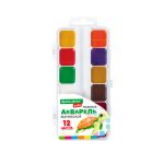Акварель 12 цветов, медовая, без кисти, пластик. упак., BRAUBERG KIDS