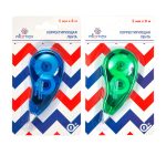 Лента-штрих корректирующая 5 мм х 08 м, фронтальный аппликатор, ассорти,Attomex