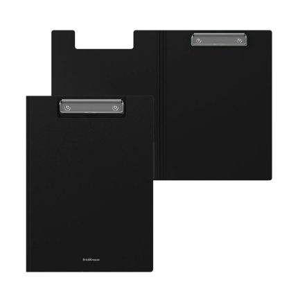 Папка-планшет А4, с крышкой, верхний прижим, пластик, черный  ErichKrause Matt Classic