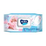 Салфетки влажные детские Aura "Ultra comfort", гипоаллергенные, без спирта, крышка-клапан (100 шт/уп)