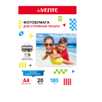 Фотобумага матовая односторонняя, A4, 180 г/м2, 20 л.,deVENTE