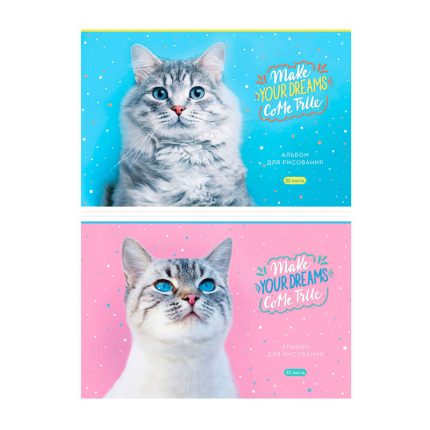 Альбом для рисования 32л., А4, на скрепке, обл.- мелов. картон, ArtSpace, "Питомцы. Funny cats"