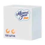 Салфетки бумажные 1-слойные, 24х24 см., белые (100 шт/упак) Мягкий знак