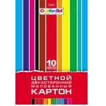 Картон цветной A4, 10 л.,10 цв., мелованный, в папке, двухсторонний, Creative Set Hatber