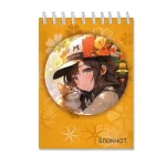 Блокнот А6, 48 л., клетка, гребень, обл. мелов. картон PLANO. Аниме. Девочка с котенком