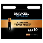 Батарейка Duracell AAA Optimum, щелочная, 1.5В, LR03-10BL (цена за 1 элемент)