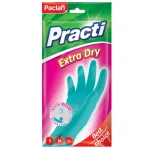 Перчатки резиновые Paclan "Practi Extra Dry", х/б напыление, 100% флок, р.M