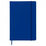 Записная книжка А5, 80 л., искуст. кожа софт-тач, кремовая бумага, верт. резинка, синяя, deVENTE