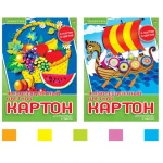 Картон цветной A4, 05 л., 05 цв., мелованный, в папке, флуоресцентный HOBBY TIME