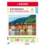 Фотобумага глянцевая односторонняя, A4, 230 г/м², 50 л., deVENTE