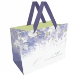 Пакет подарочный 26x32x12 см, вертикальный, MESHU "Purple flowers" матовая ламинация