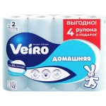 Бумага туалетная 2-х слойная, белая (12 шт/упак), Veiro Домашняя