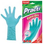Перчатки резиновые Paclan "Practi Extra Dry", х/б напыление, 100% флок, р.M (ЧЗ ПУ)