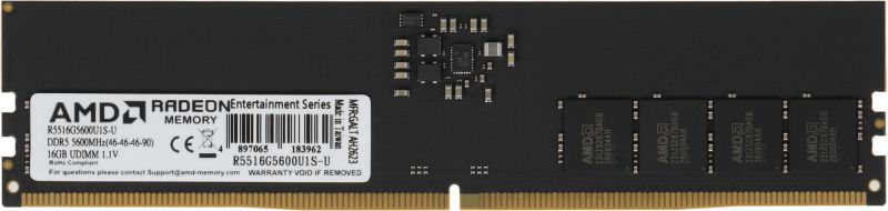 Модуль памяти DDR5 16Gb 5600MHz AMD R5516G5600U1S-U Radeon R5 PC5-44800 Модуль памяти DDR5 16Gb 5600MHz AMD R5516G5600U1S-U Radeon R5 PC5-44800 — изображение 1