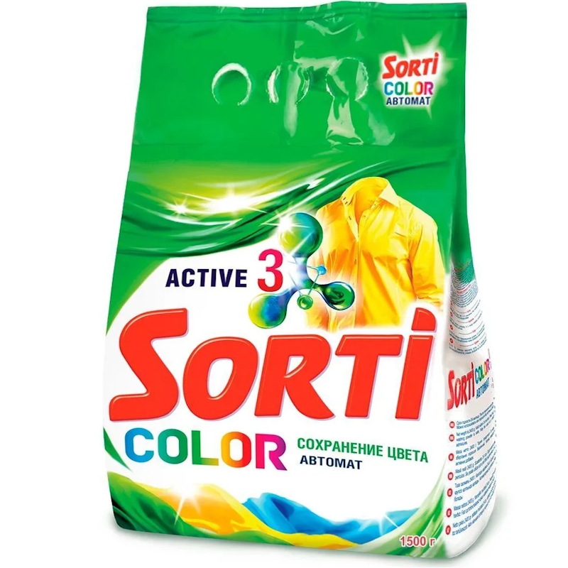 Порошок стиральный Sorti Автомат, Color 1,5 кг/пачка (ЧЗ ОСУ) Порошок стиральный Sorti Автомат, Color 1,5 кг/пачка (ЧЗ ОСУ) — изображение 1