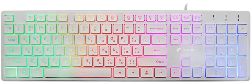 Клавиатура проводная Оклик 550ML белый USB slim Multimedia LED (1061618) каб.:1.5м Клавиатура проводная Оклик 550ML белый USB slim Multimedia LED (1061618) каб.:1.5м — изображение 1