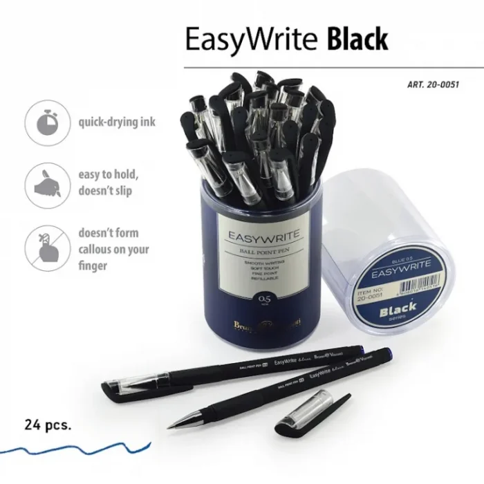 Ручка шариковая 0,5 мм., синяя, масляные чернила, грип,EasyWrite. BLACK — изображение 3