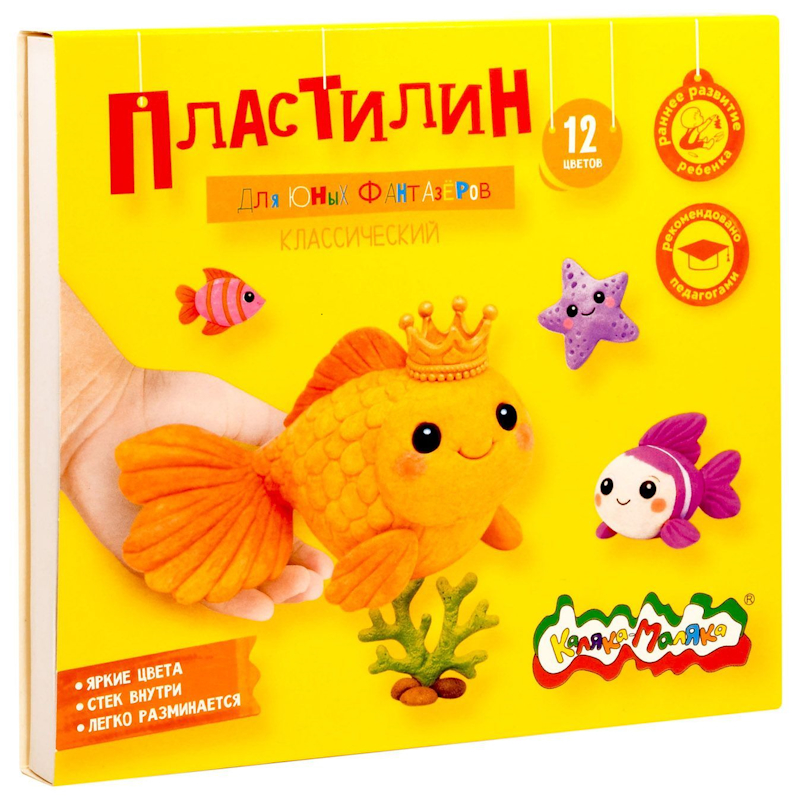 Пластилин 12 цв., со стеком, 180 г, Каляка Маляка.Для юных фантазеров Пластилин 12 цв., со стеком, 180 г, Каляка Маляка.Для юных фантазеров — изображение 1