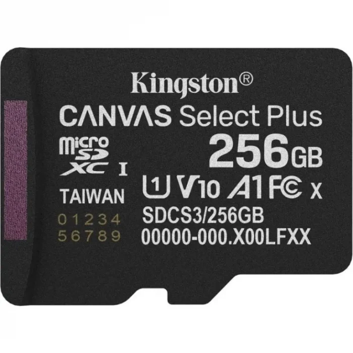 Карта памяти 256Gb MicroSDXC Kingston SDCS3/256GB Canvas Select Plus V10 A1 + адаптер — изображение 2