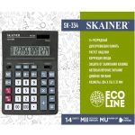 Калькулятор настольный, 14 разр., 204х155 мм, двойное питание, черный, Skainer SK-334