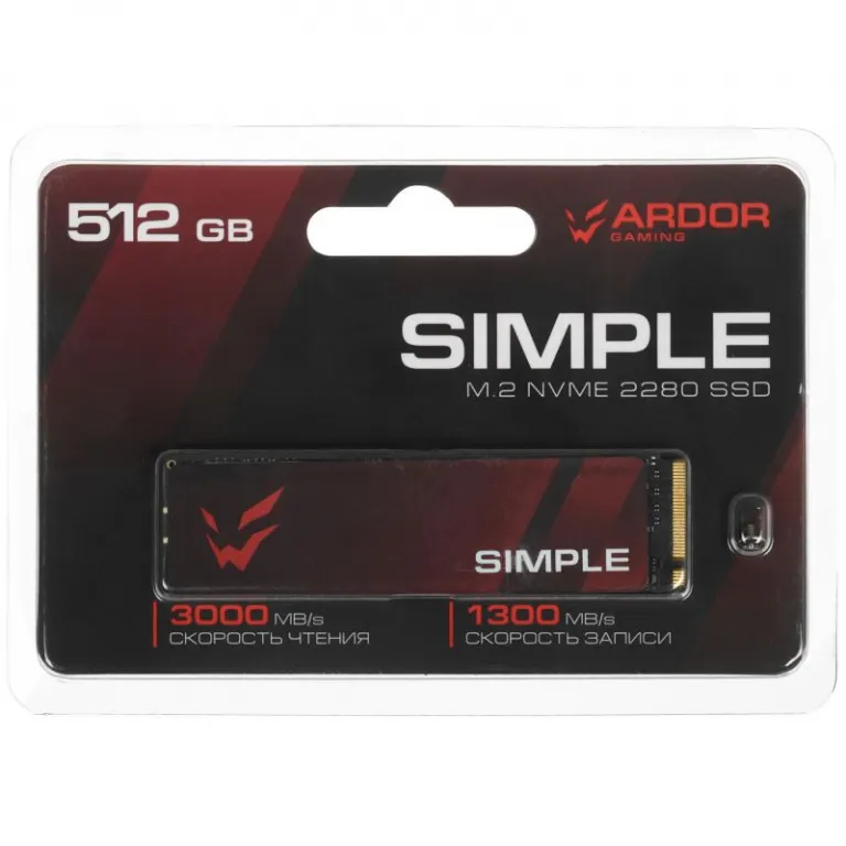 Накопитель SSD 512 Gb ARDOR GAMING Simple SI512QSHI [PCIe 3.0 x4, R- 3000 Мбайт/сек, W-1300 Мбайт/сек) Накопитель SSD 512 Gb ARDOR GAMING Simple SI512QSHI [PCIe 3.0 x4, R- 3000 Мбайт/сек, W-1300 Мбайт/сек) — изображение 1
