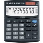 Калькулятор карманный, 8 разр., 124х100 мм, двойное питание, черный, Skainer SK-308II