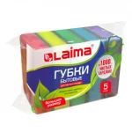 Губка д/посуды (5 шт/упак) LAIMA "Maxi", поролон с абразивным слоем, 9,6*6,4*2,7